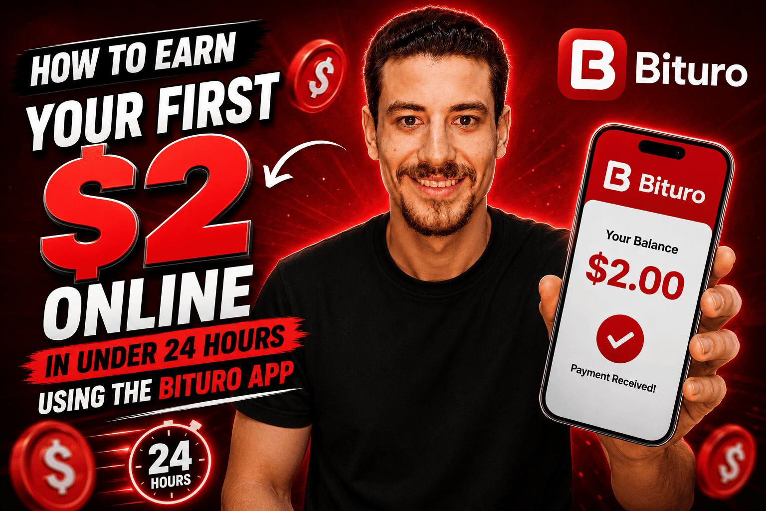 How to Earn Your First 2 Dollars Online in Under 24 Hours Using the Bituro App
